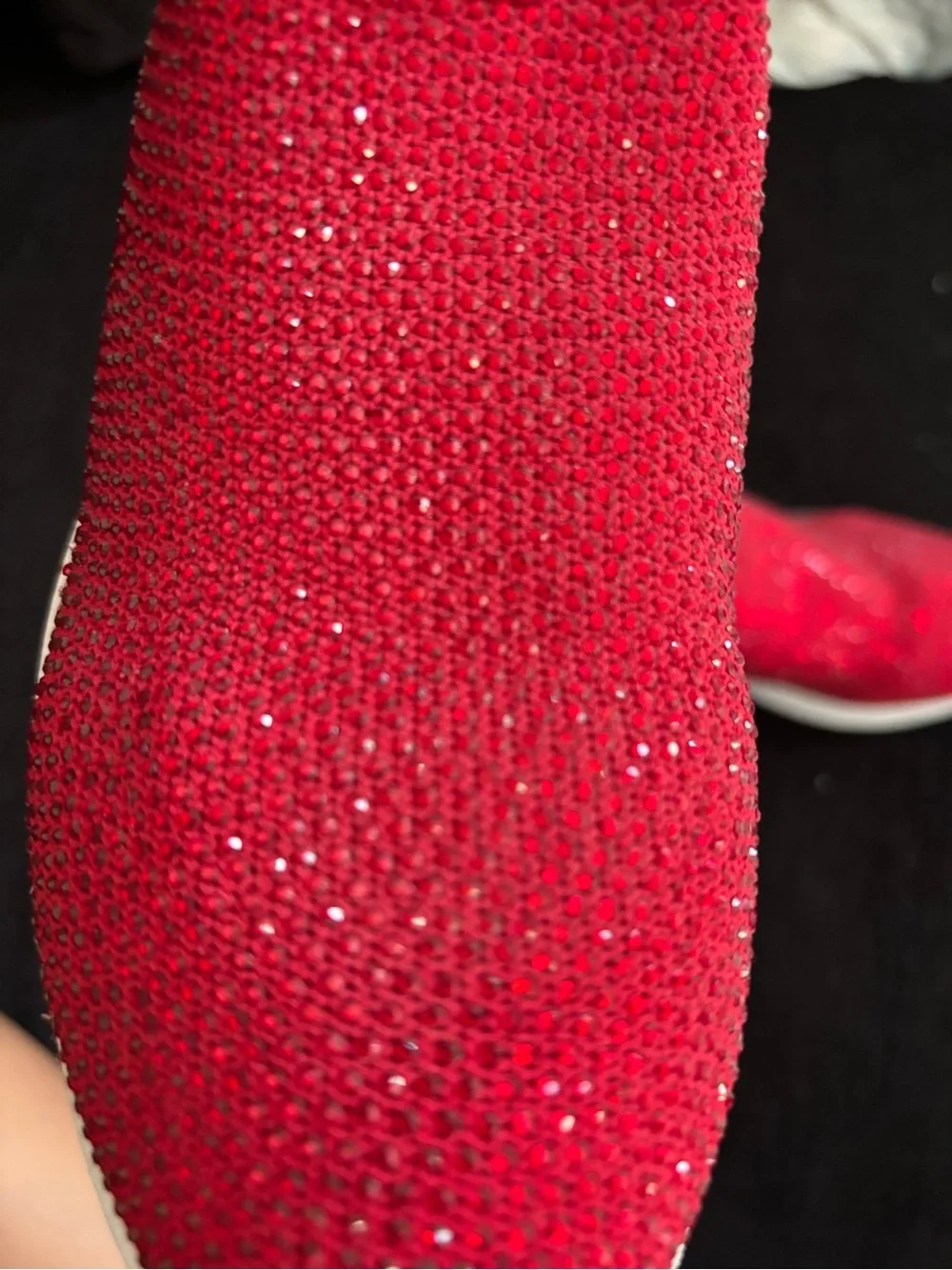Nine West Red Slip-On Knit Sneakers with Crystal Detail